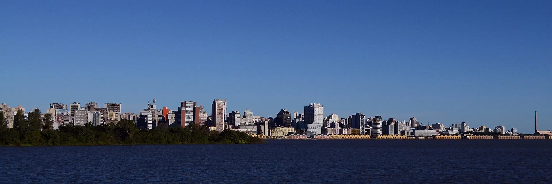 the Porto Alegre skyline in southern Brazil.