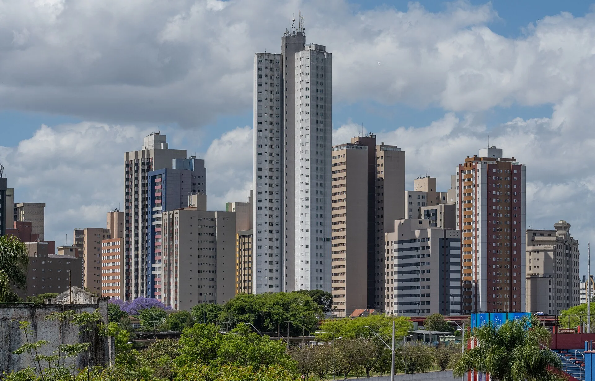 the Curitiba skyline in southern Brazil.